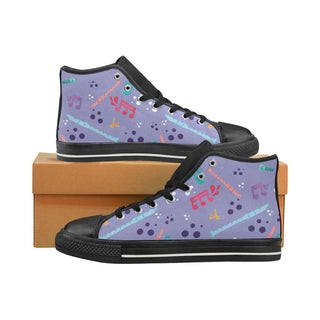 Flute Pattern Black High Top Canvas Shoes for Kid - TeeAmazing