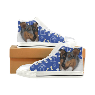 Collie Dog White High Top Canvas Shoes for Kid - TeeAmazing