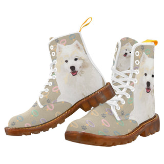 American Eskimo Dog White Boots For Women - TeeAmazing