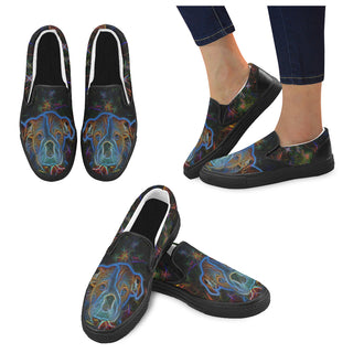English Bulldog Glow Design 3 Black Women's Slip-on Canvas Shoes - TeeAmazing