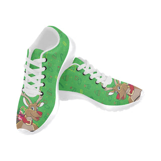 Reindeer Christmas White Sneakers Size 13-15 for Men - TeeAmazing