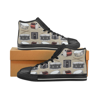 Drum Pattern Black High Top Canvas Shoes for Kid - TeeAmazing