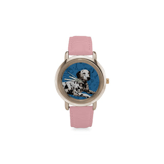 Dalmatian Dog Women's Rose Gold Leather Strap Watch - TeeAmazing