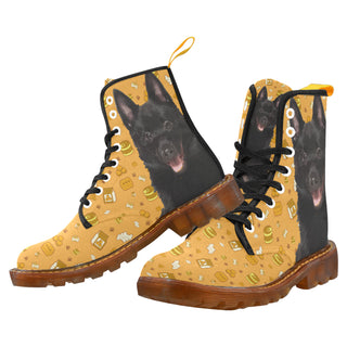 Schipperke Dog Black Boots For Men - TeeAmazing