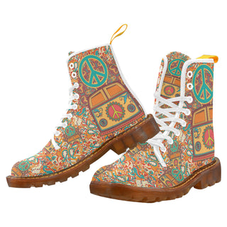 Hippie Van White Boots For Women - TeeAmazing