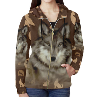 Wolf Lover All Over Print Full Zip Hoodie for Women - TeeAmazing