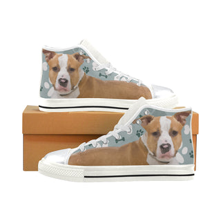 American Staffordshire Terrier White High Top Canvas Women's Shoes/Large Size - TeeAmazing