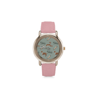 Greyhound Pattern Women's Rose Gold Leather Strap Watch - TeeAmazing