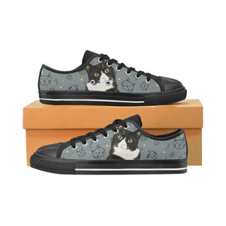 Tuxedo Cat Black Low Top Canvas Shoes for Kid - TeeAmazing