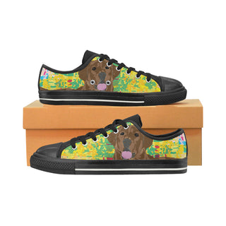 Chocolate Lab Black Low Top Canvas Shoes for Kid - TeeAmazing