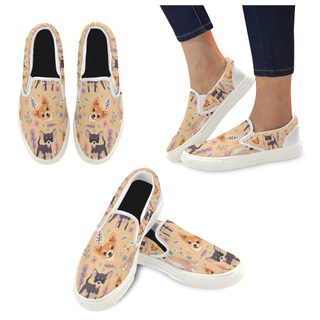 Chihuahua Flower White Women's Slip-on Canvas Shoes - TeeAmazing