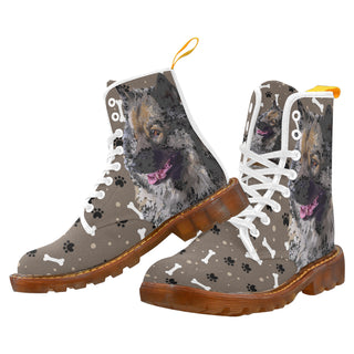 Keeshond White Boots For Men - TeeAmazing