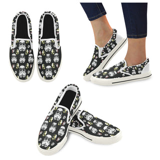Kisstrooper White Women's Slip-on Canvas Shoes/Large Size (Model 019) - TeeAmazing
