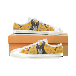 Boston Terrier White Canvas Women's Shoes/Large Size - TeeAmazing