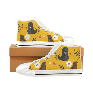 Newfoundland Flower White High Top Canvas Women's Shoes/Large Size (Model 017) - TeeAmazing