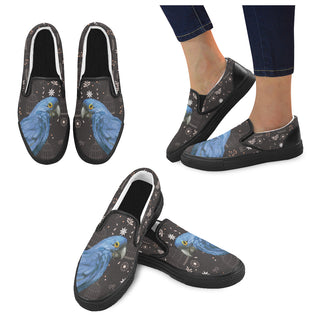 Hyacinth Macaw Parrot Black Women's Slip-on Canvas Shoes - TeeAmazing