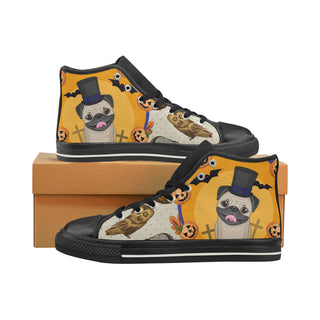 Pug Halloween Black High Top Canvas Women's Shoes/Large Size - TeeAmazing