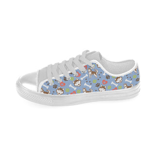 Alaskan Malamute Pattern White Low Top Canvas Shoes for Kid - TeeAmazing
