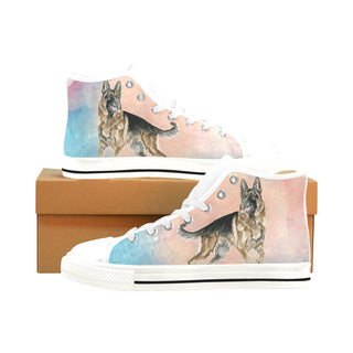 German Shepherd Water Colour No.1 White Men’s Classic High Top Canvas Shoes /Large Size - TeeAmazing