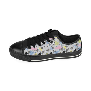 American Staffordshire Terrier Pattern Black Low Top Canvas Shoes for Kid - TeeAmazing