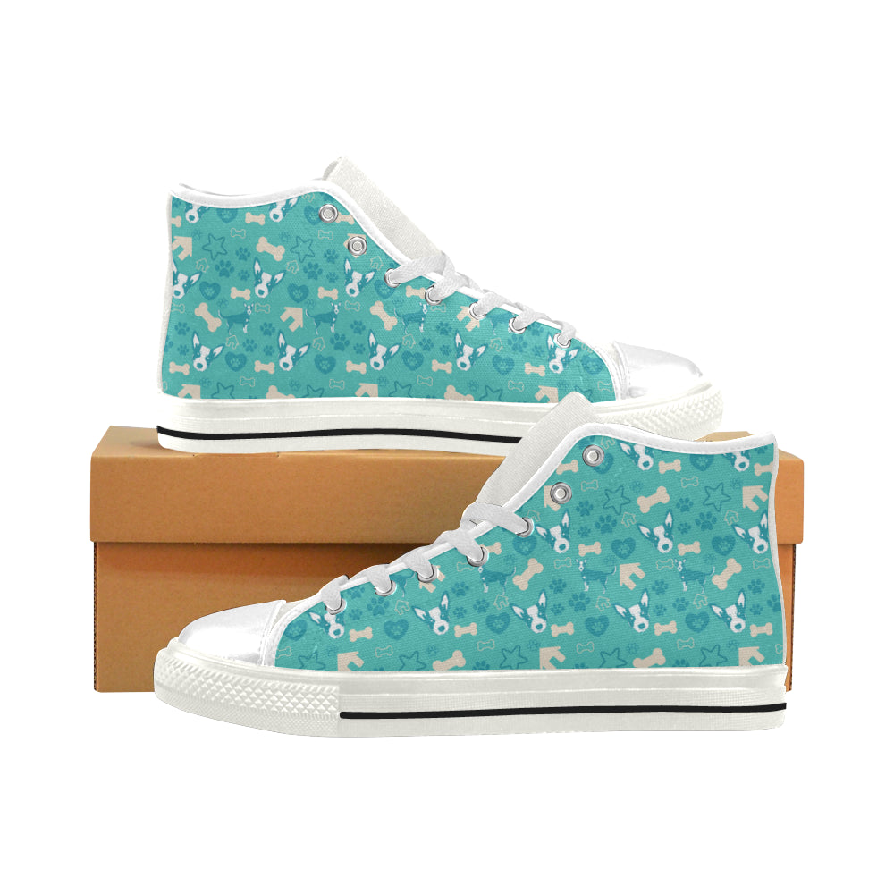 Australian Cattle Dog Pattern White Men’s Classic High Top Canvas Shoes - TeeAmazing