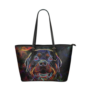 Rottweiler Glow Design 1 Leather Tote Bag/Small - TeeAmazing