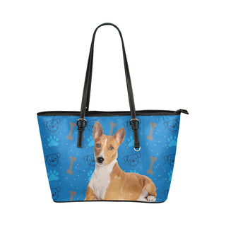 Basenji Dog Leather Tote Bag/Small - TeeAmazing