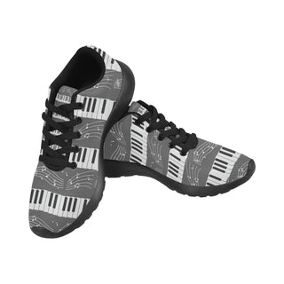 Piano Pattern Black Sneakers for Women - TeeAmazing