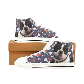 French Bulldog Dog White Men’s Classic High Top Canvas Shoes /Large Size - TeeAmazing