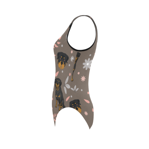 Rottweiler Flower Vest One Piece Swimsuit (Model S04) - TeeAmazing