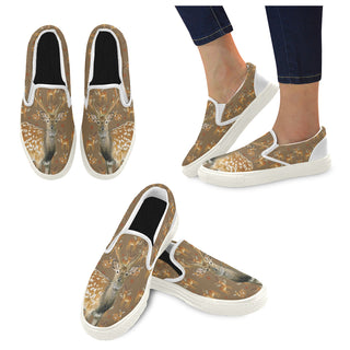 Deer White Women's Slip-on Canvas Shoes - TeeAmazing