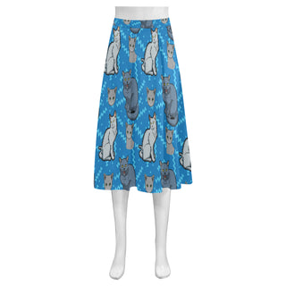 Russian Blue Mnemosyne Women's Crepe Skirt (Model D16) - TeeAmazing