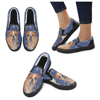 English Bulldog Lover Black Women's Slip-on Canvas Shoes - TeeAmazing