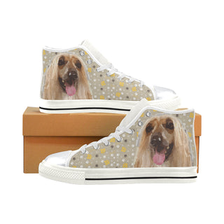 Afghan Hound White High Top Canvas Women's Shoes/Large Size - TeeAmazing