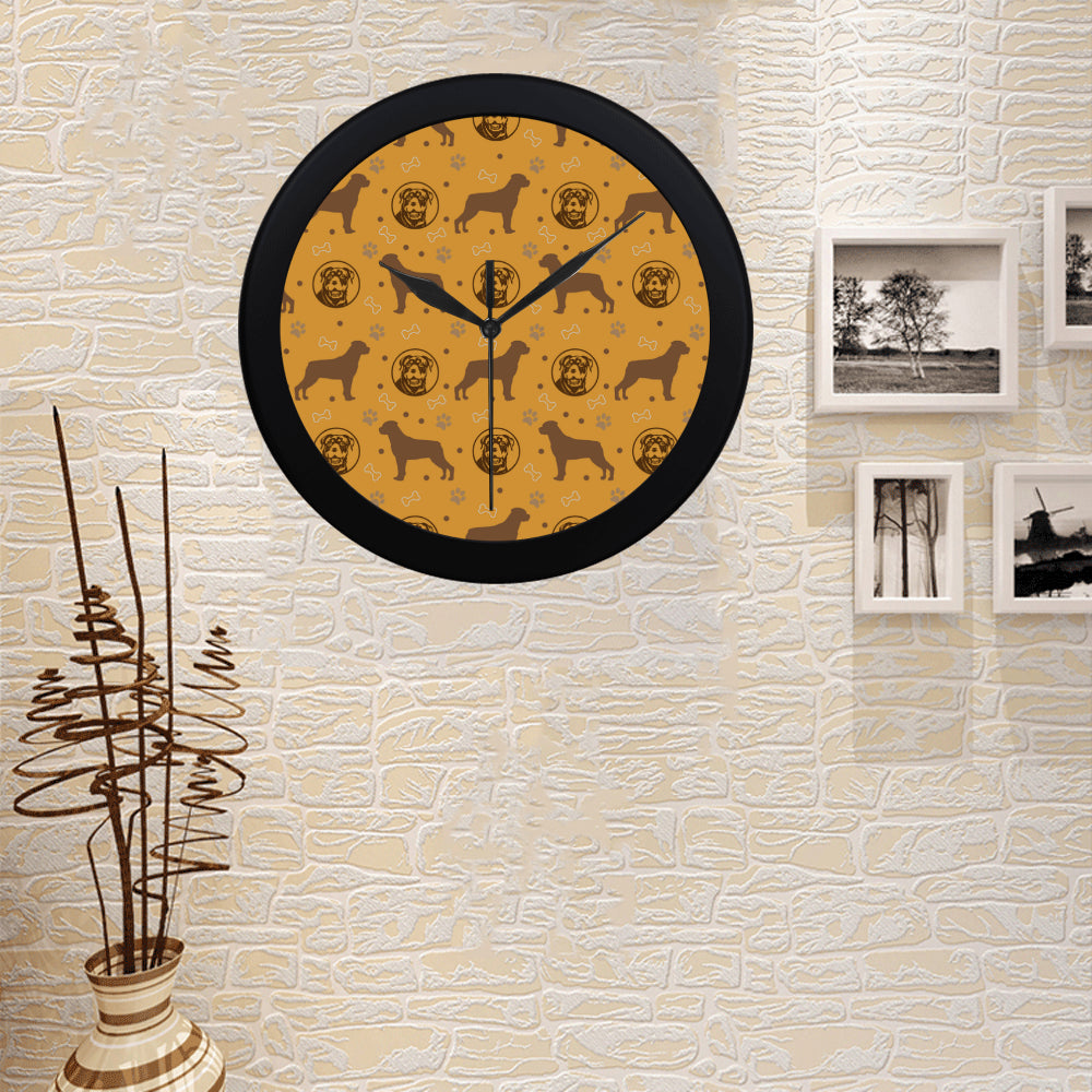 Rottweiler Pattern Black Circular Plastic Wall clock - TeeAmazing
