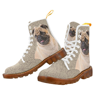 Pug Lover White Boots For Men - TeeAmazing