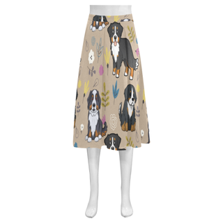 Bernese Mountain Flower Mnemosyne Women's Crepe Skirt (Model D16) - TeeAmazing