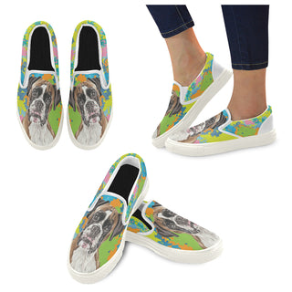 Boxer Water Colour No.2 White Women's Slip-on Canvas Shoes - TeeAmazing