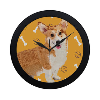 Corgi Black Circular Plastic Wall clock - TeeAmazing