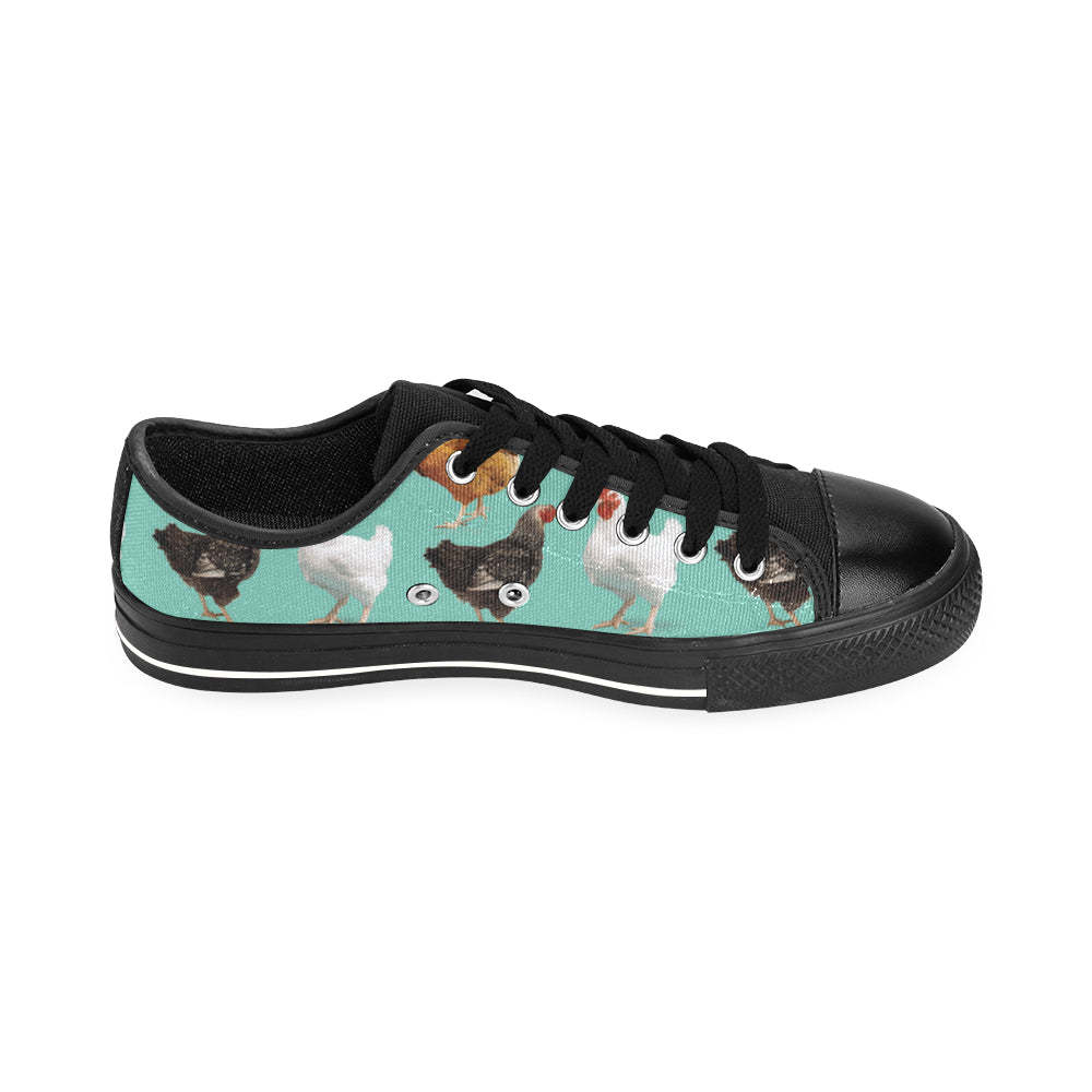 Chicken Pattern Black Men's Classic Canvas Shoes/Large Size - TeeAmazing