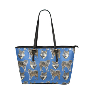 Wolf Pattern Leather Tote Bag/Small - TeeAmazing