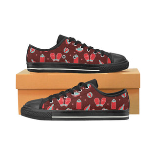 Boxing Pattern Black Low Top Canvas Shoes for Kid - TeeAmazing