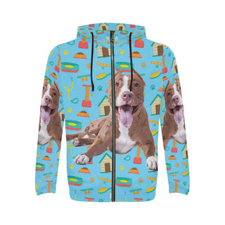 Pit bull All Over Print Full Zip Hoodie for Men - TeeAmazing