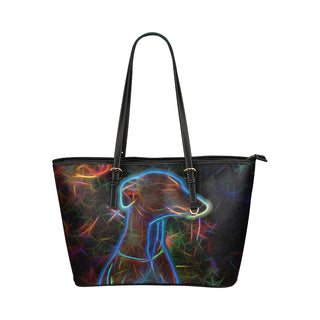 Italian Greyhound Glow Design 2 Leather Tote Bag/Small - TeeAmazing