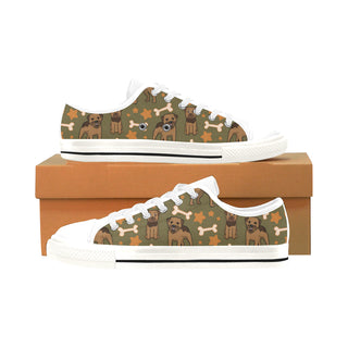 Border Terrier Pattern White Men's Classic Canvas Shoes/Large Size - TeeAmazing