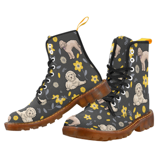 Goldendoodle Flower Black Martin Boots For Men Model 1203H - TeeAmazing