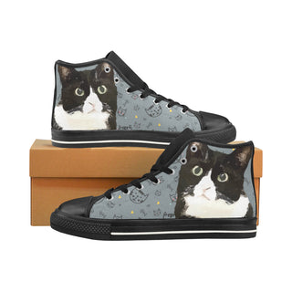 Tuxedo Cat Black Men’s Classic High Top Canvas Shoes /Large Size - TeeAmazing