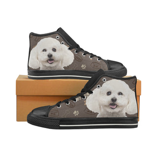 Bichon Frise Dog Black High Top Canvas Shoes for Kid - TeeAmazing