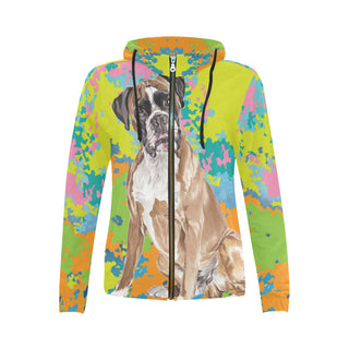 Boxer Water Colour No.2 All Over Print Full Zip Hoodie for Women - TeeAmazing