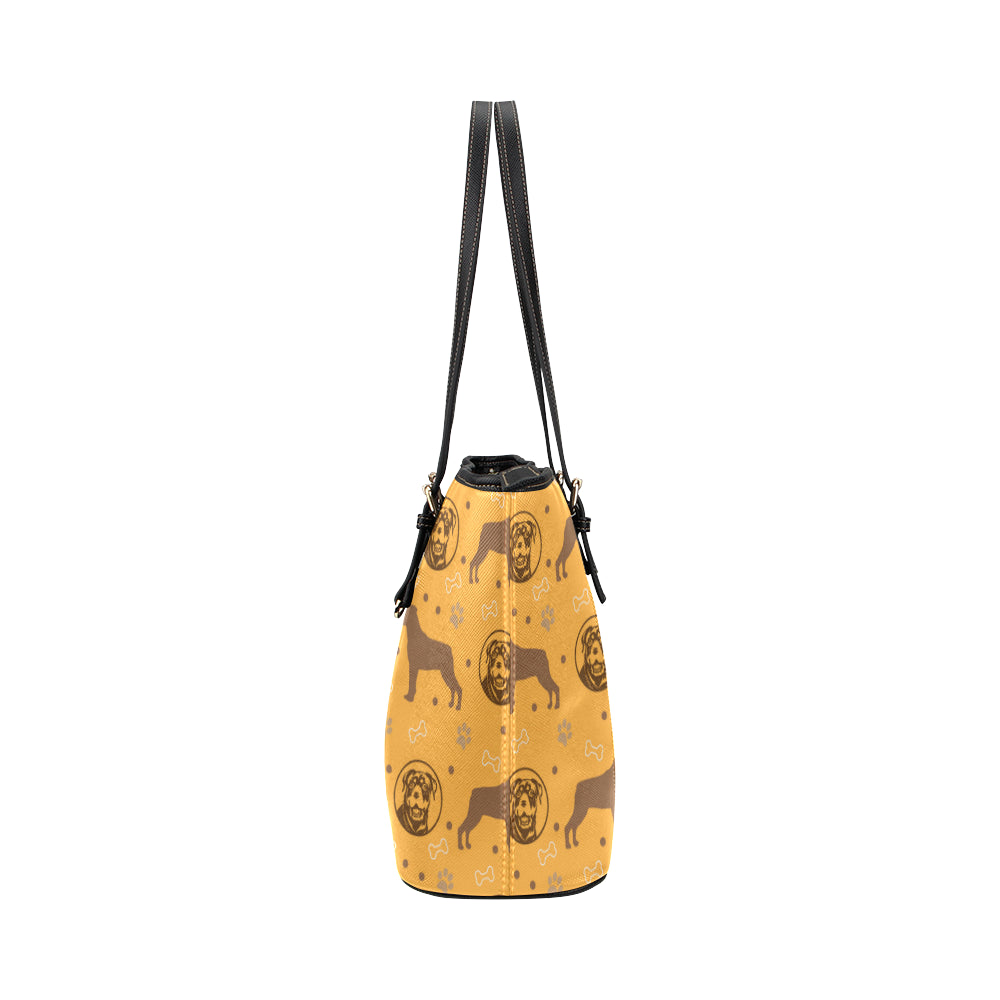 Rottweiler Pattern Leather Tote Bag/Small - TeeAmazing